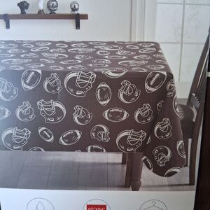 Brown Football Print Tablecloth